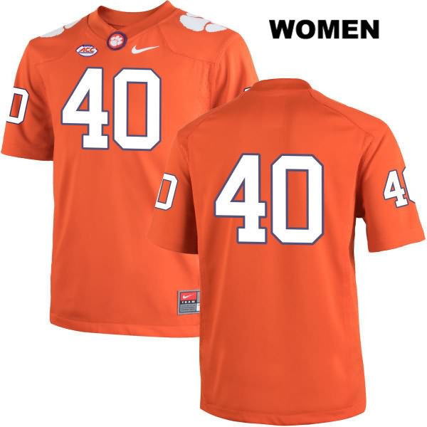 Women's Clemson Tigers #40 Hall Morton Stitched Orange Authentic Nike No Name NCAA College Football Jersey ODO4046IJ